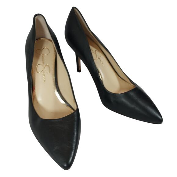 JESSICA SIMPSON! ABIGAILLE BLACK GENUINE LEATHER CLASSIC PUMPS/HEELS! SZ 8.5M - Picture 2 of 11